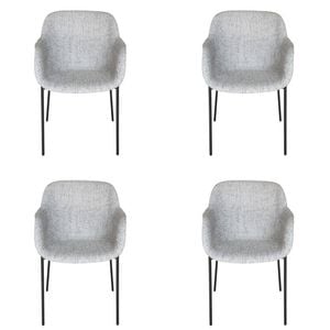 Sk designer living | pack of 4 | milan fabric dining chair - textured light grey