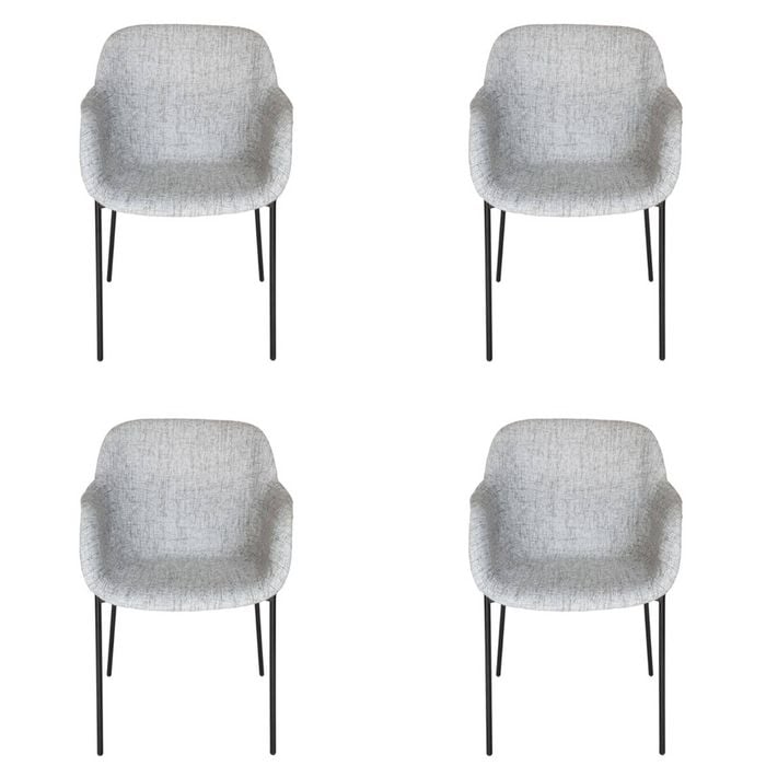 Sk designer living | pack of 4 | milan fabric dining chair - textured light grey