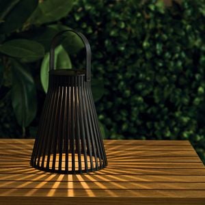 Click 180mm Black Solar Slatted Lantern