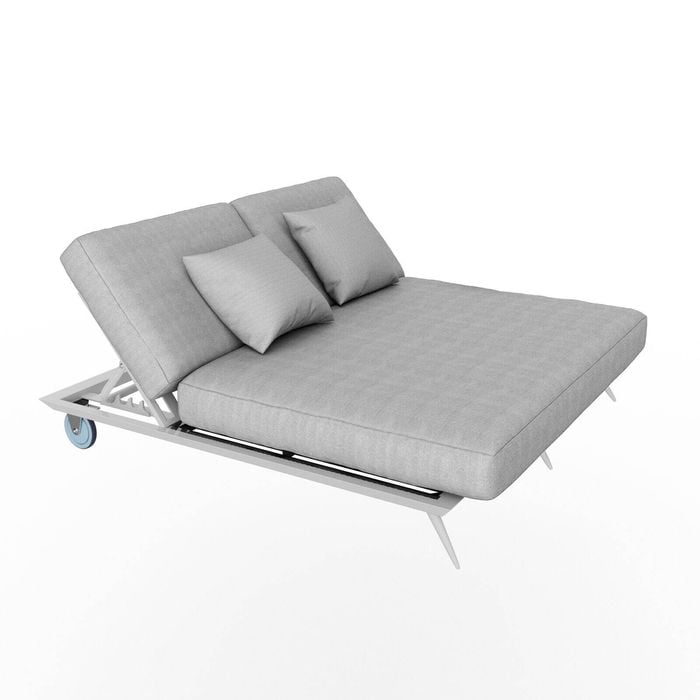 Nordhavn Double Grey Reclining Sun Lounger, Outdoor Folding Sunbed, Sofa Day Bed