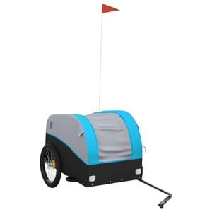 vidaXL Bike Trailer Bicycle Carrier Foldable Cart Black and Blue 45 kg Iron