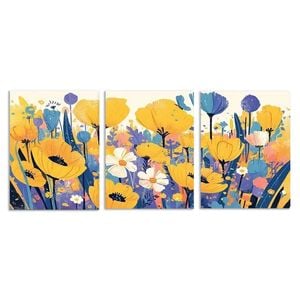 3pcs Flowers in Clusters Colorful Perfect  Print 100% Australian Made 3 x 40x60cm (Metal Print)