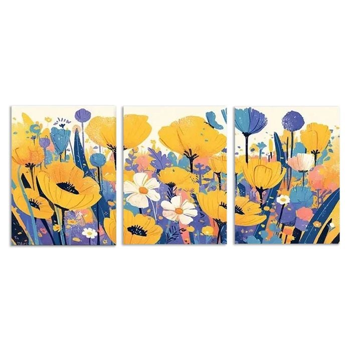 3pcs Flowers in Clusters Colorful Perfect  Print 100% Australian Made 3 x 40x60cm (Metal Print)