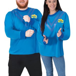 The Wiggles Blue Halloween Costume Top for Adults Official Unisex Skivvy with Logo Blue Colour, Standard