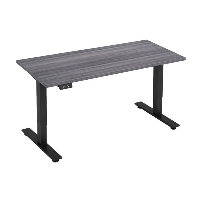 Lorell Sit-to-Stand Two-Tier Height Desk Blk & Desktop Large Charcoal 183x76cm