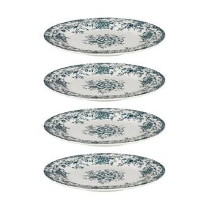 4x Casa Domani Rosetta Rim Side Plate Antique Blue Porcelain 20cm