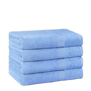 LINENOVA 4 Pack Bath Towel Set 100% Cotton Extra Soft Towels 68 x 132cm - Blue Suede