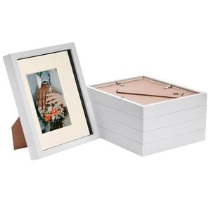 Nicola Spring 8" X 10" White 3d Box Photo Frames - 4" X 6" Mount - Pack Of 5