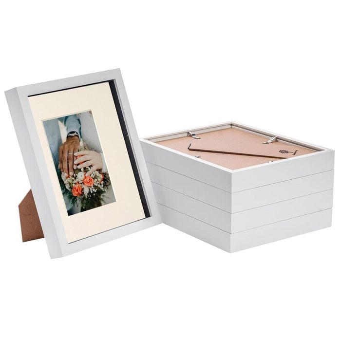 Nicola Spring 8" X 10" White 3d Box Photo Frames - 4" X 6" Mount - Pack Of 5