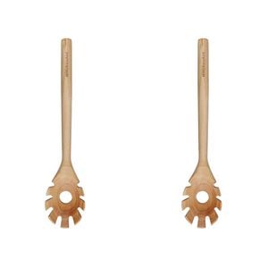 2PK KitchenAid Maple Pasta Fork Cooking Utensil 32cm - Light Wood