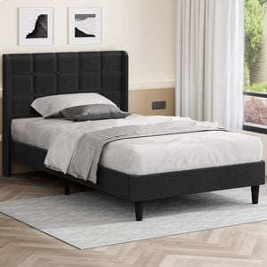 Alfordson Bed Frame Single Charcoal Fabric