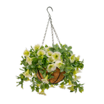 Un-Real 33cm White Artificial Petunia Hanging Basket