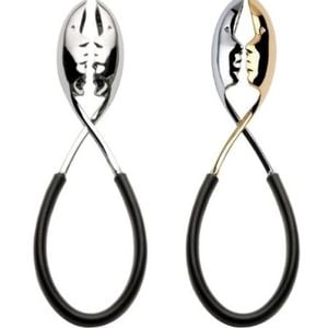 Bugatti Kiss Salad Tongs 2-piece Set - Black/Gold/Chrome