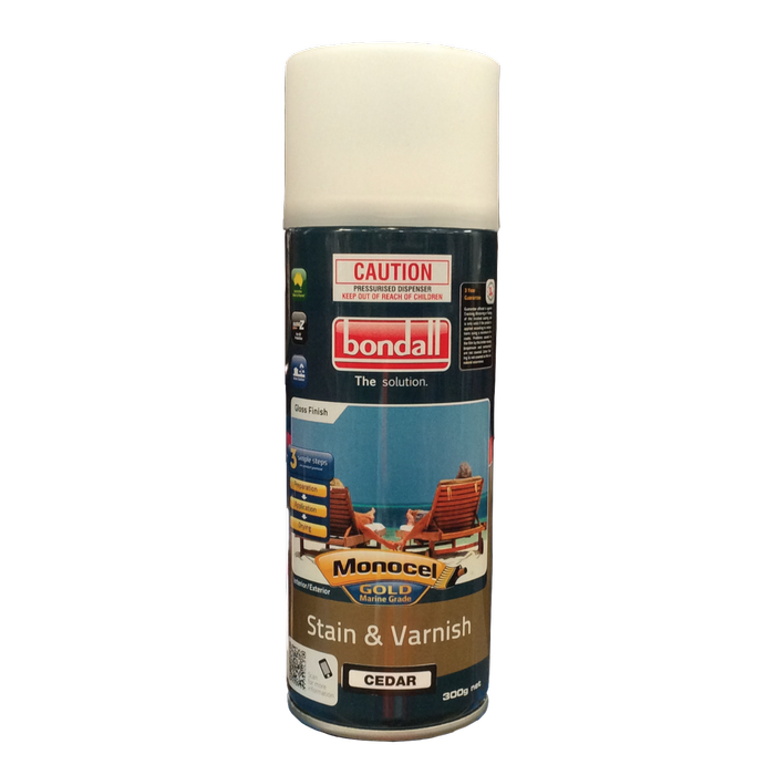 Bondall 300g Cedar Monocel Gold Stain and Varnish Aerosol