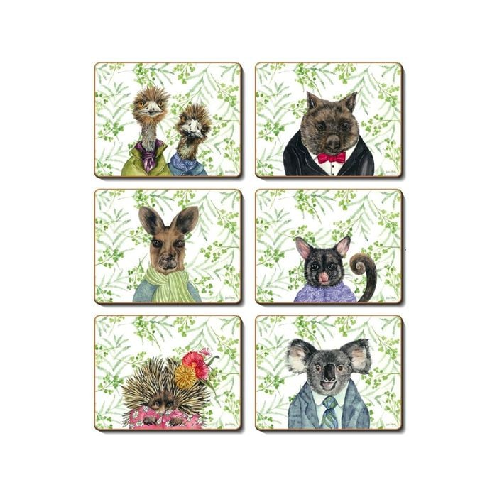 Cinnamon Cork Backed Coasters Set of 6 Bush Tucker.