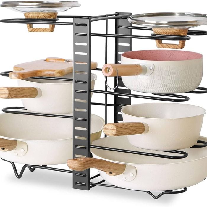 CARLA HOME Adjustable 8-Tier Pan Rack Pot Organizer for Kitchen Cabinet
