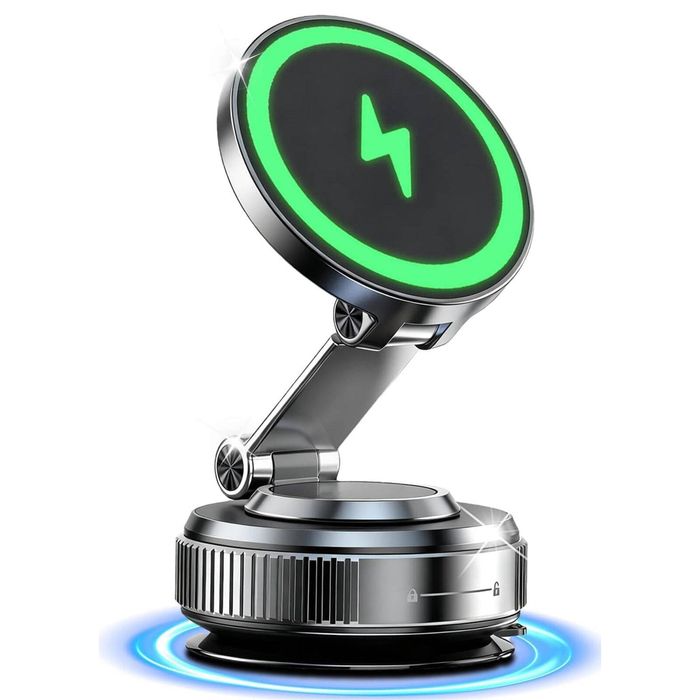 FOHOA 15W Rotatable Car Phone Holder Wireless Charger with LED Light