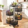 Homfurn 5-tier Rotating Storage Trolley – Swinging Mesh Baskets, 360° Wheels With Locks, Black