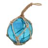 Glass Round 12cm Ball Sphere w/ Jute Rope Hanging Home Room Decor Small Azure