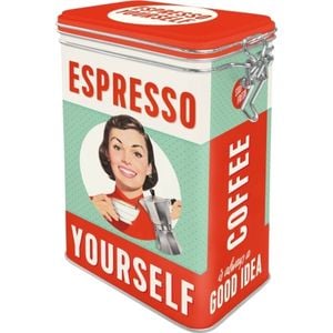 Nostalgic Art 17.5cm/1.3L Clip Top Tin Metal Container Storage Espresso Yourself