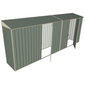 Build-a-Shed 0.8 x 5.2 x 2m Skillion Shed with Dual Single Hinged Side Doors - Green