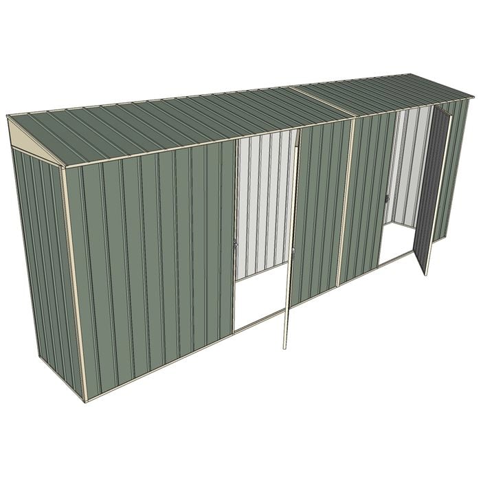 Build-a-Shed 0.8 x 5.2 x 2m Skillion Shed with Dual Single Hinged Side Doors - Green