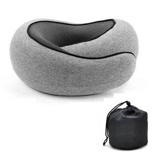 NNEOBA Memory Foam U Shaped Travel Neck Pillow Snail Style Dark Grey