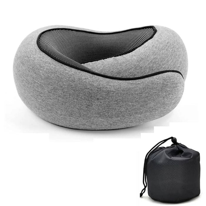 NNEOBA Memory Foam U Shaped Travel Neck Pillow Snail Style Dark Grey