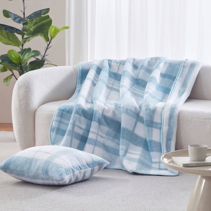Dreamaker Wynter Reversible Faux Fur Throw Blue 130x170cm