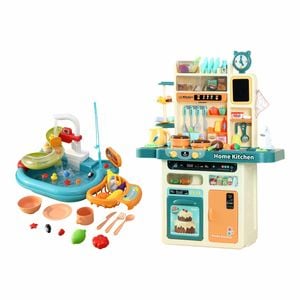 Keezi 2 Piece Kids Pretend Kitchen Playset Water Toys Fishing Game