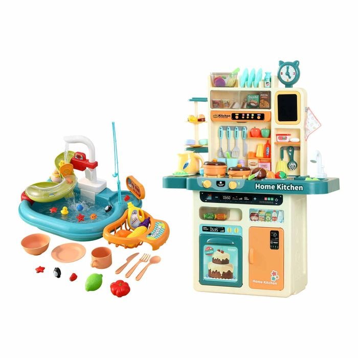 Keezi 2 Piece Kids Pretend Kitchen Playset Water Toys Fishing Game