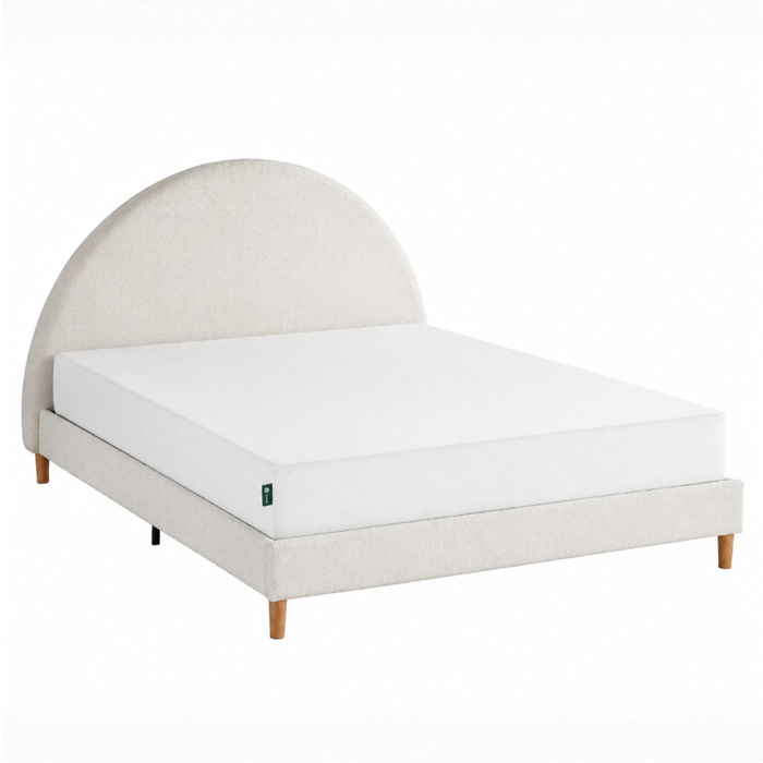Zinus Double Boucle Upholstered Platform Bed Frame & Memory Foam Mattress Set, 20cm Green Tea
