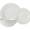 12pc Casa Domani Punto Rim Dinner Set W/ & Side Plates, Bowls