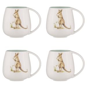 4PK Ashdene Bush Buddies Kangaroo Snuggle 500ml Mug - White
