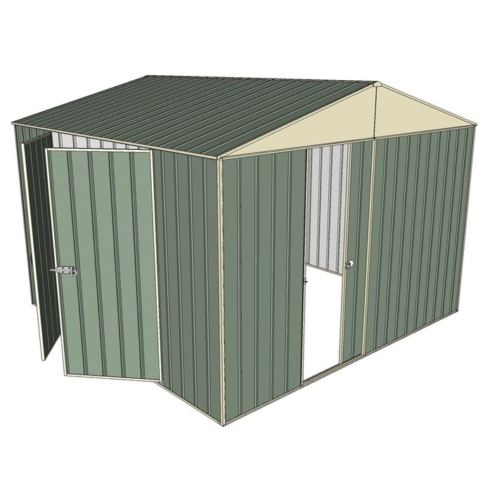 Build-a-Shed 3.0 x 3.0 x 2.3m Gable Double Hinged Side Doors Shed - Green