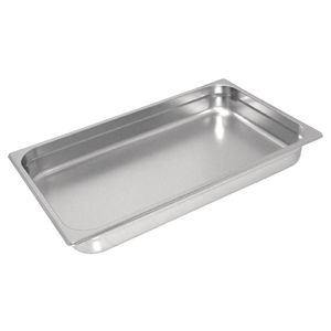 Vogue Heavy Duty Gastronorm Tray 1/1 Gn Stainless Steel 65mm 9l Commercial Kitchen Storage 530x325x65mm