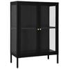 vidaXL Sideboard Black Steel and Glass Side Cabinet Cupboard Home Organiser