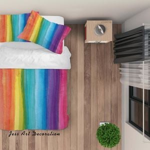 3D Watercolor Gradient Rainbow Quilt Cover Set Bedding Set Duvet Cover Pillowcases SF12
