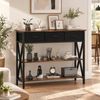 Ufurniture Console Table 3-Tier Hallway Table Sofa Table with Drawer Entryway Living Room Bedroom Furniture Walnut
