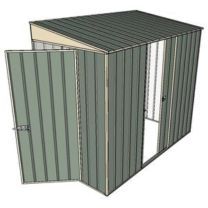 Build-A-Shed 1.2 x 2.3 x 2.0m Tunnel Shed Tunnel Hinged Door with 1 Sliding Side Door - Green