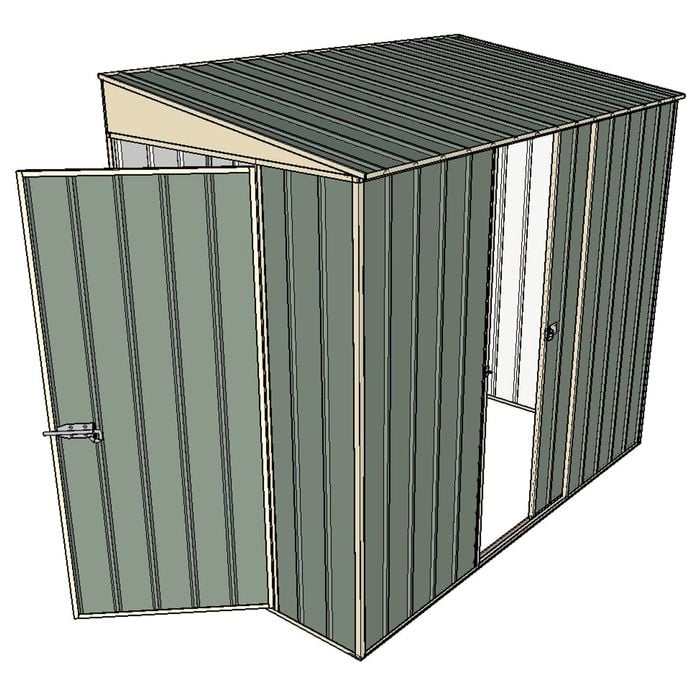 Build-A-Shed 1.2 x 2.3 x 2.0m Tunnel Shed Tunnel Hinged Door with 1 Sliding Side Door - Green
