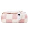 Dreamaker Checkered Plush Reversible Sherpa Washable Electric Heated Throw Blanket Pink & Cream - 130 X 160cm | 9 Heat Settings