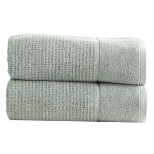2pk Renee Taylor Cambridge 650gsm Textured 80x160cm Bath Sheet - Eucalyptus