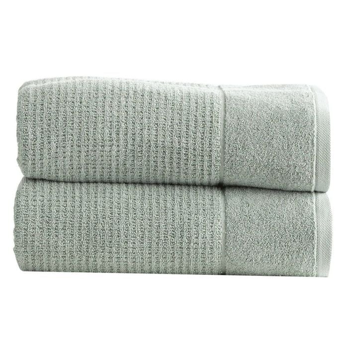 2pk Renee Taylor Cambridge 650gsm Textured 80x160cm Bath Sheet - Eucalyptus