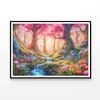 Painting of Waterfall, Flowers  Print 100% Australian Made 90x60cm  (Poster)