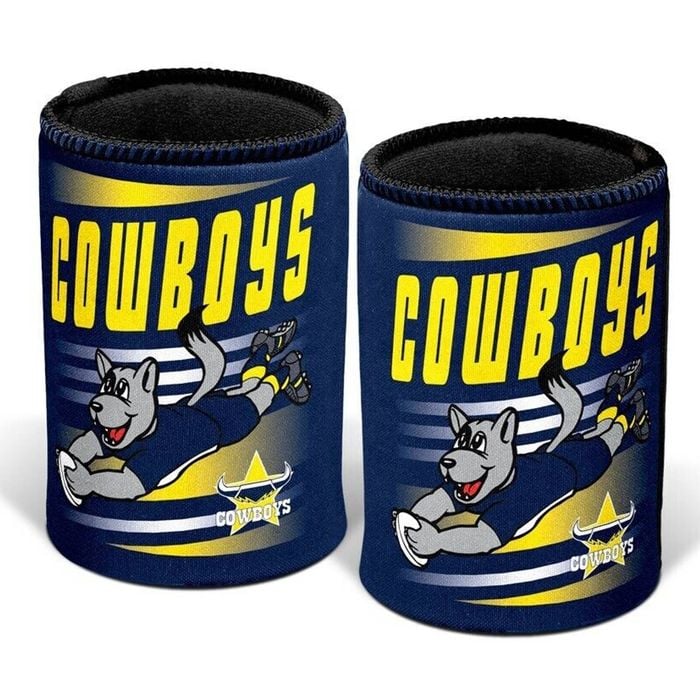 NRL Retro Stubby Can Cooler - North Queensland Cowboys - Drink - Rubber Base