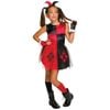 Harley Quinn Kids Halloween Costume Dress with Tutu &amp; Headband Official DC Comics – Red Colour, 3-5-YRS