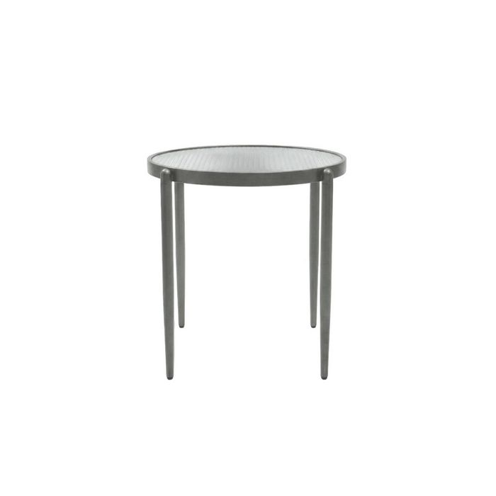 Seek and Ramble Gatsby Round 48cm Fluted Glass Side Table Gunmetal Grey