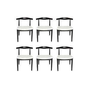 Sk designer living | pack of 6 | replica hans wegner elbow chair ch20 - black & white