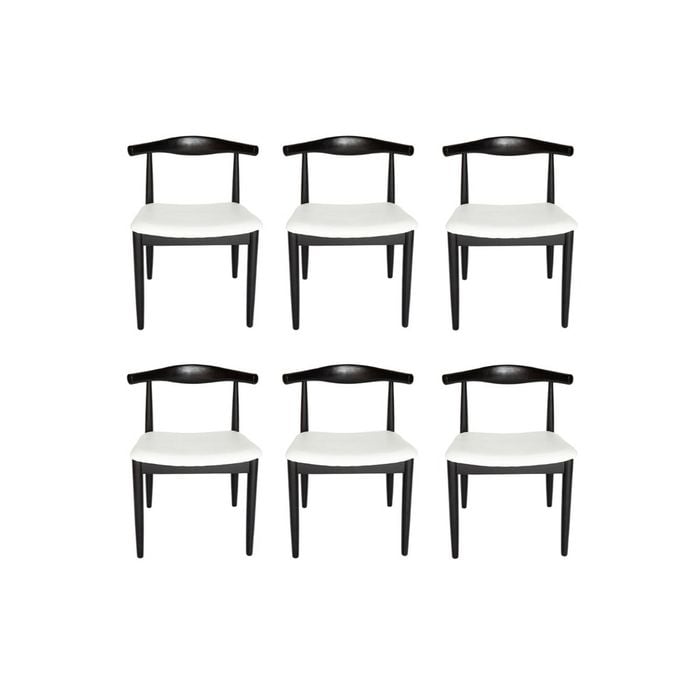Sk designer living | pack of 6 | replica hans wegner elbow chair ch20 - black & white